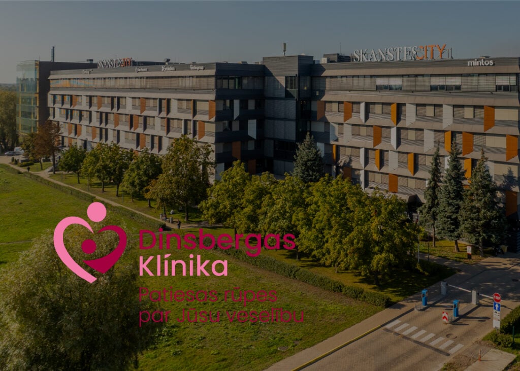 Modern clinic building with logo