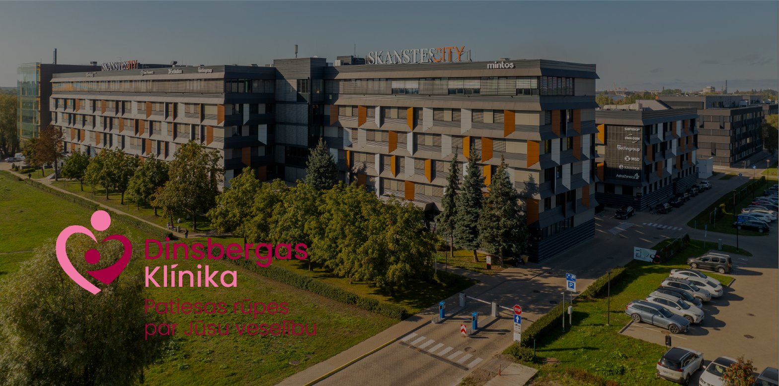 Modern clinic building with logo